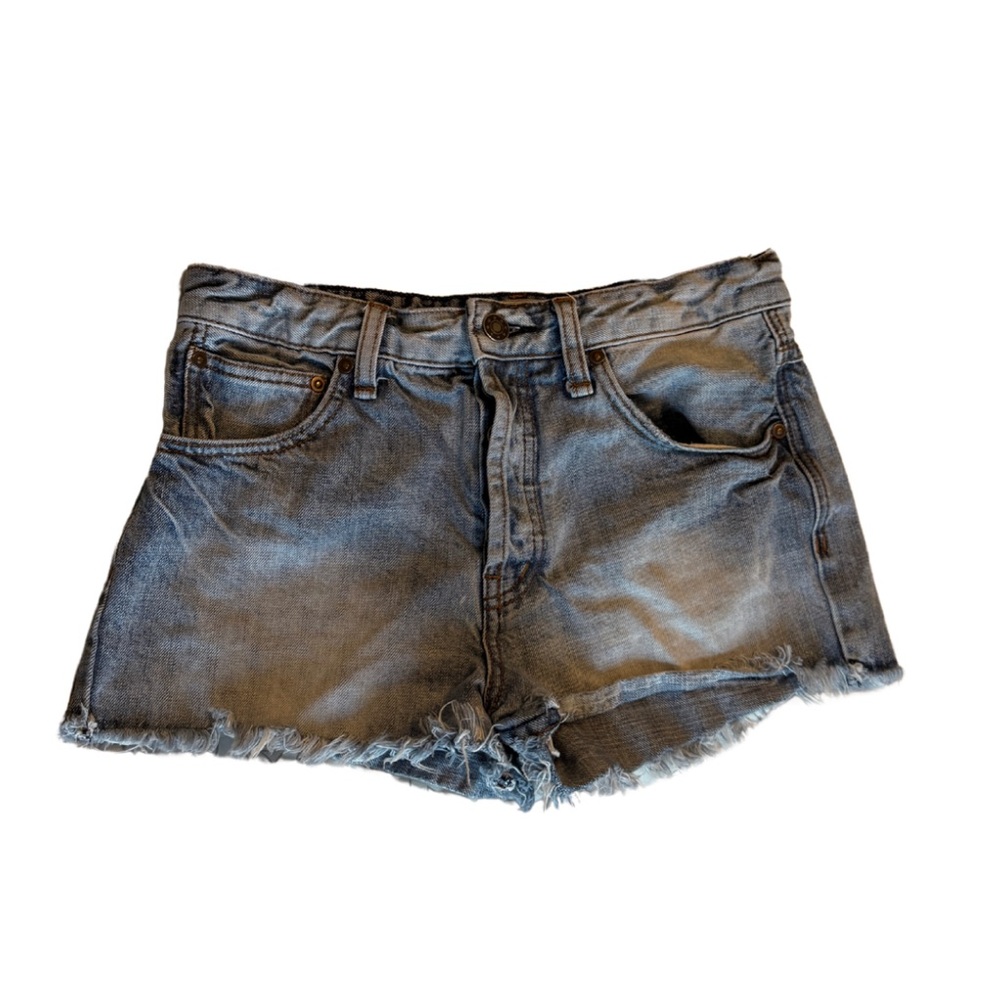 Free People Blue Jean Shorts Distressed Cut-Off Style